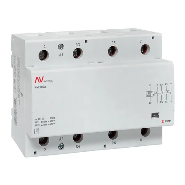 Контактор модульный КМ 100А 2NO+2NC 230В АС (6 мод.) AVERES EKF