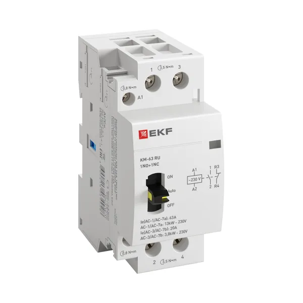 Контактор модульный КМ РУ 63А 1NO+1NC 230В АС (2 мод.) PROXIMA EKF
