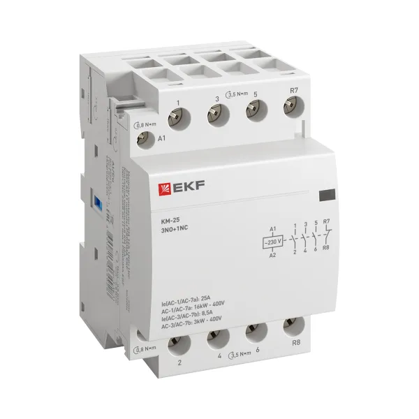 Контактор модульный КМ 25А 3NO+1NC 230В АС (3 мод.) PROXIMA EKF