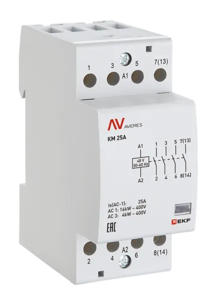 Контактор модульный КМ 25А 3NO+1NC 110В АС (2 мод.) AVERES EKF