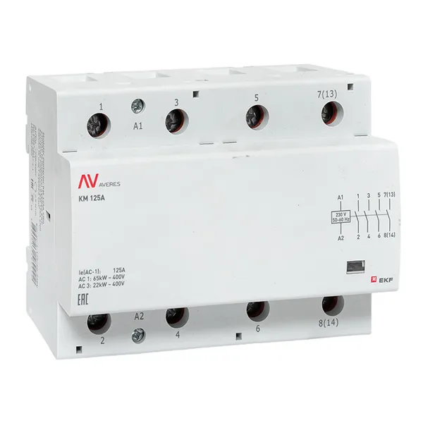 Контактор модульный КМ 125А 4NO 230В АС (6 мод.) AVERES EKF