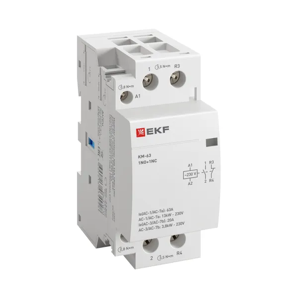 Контактор модульный КМ 63А 1NO+1NC 230В АС (2 мод.) PROXIMA EKF
