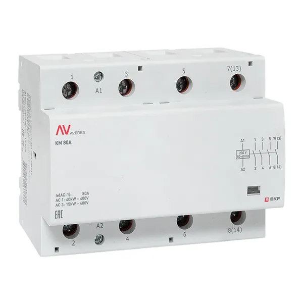 Контактор модульный КМ 80А 4NO 230В АС (6 мод.) AVERES EKF