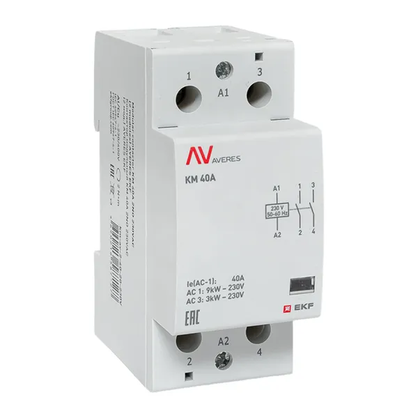 Контактор модульный КМ 40А 2NO 230В АС (2 мод.) AVERES EKF