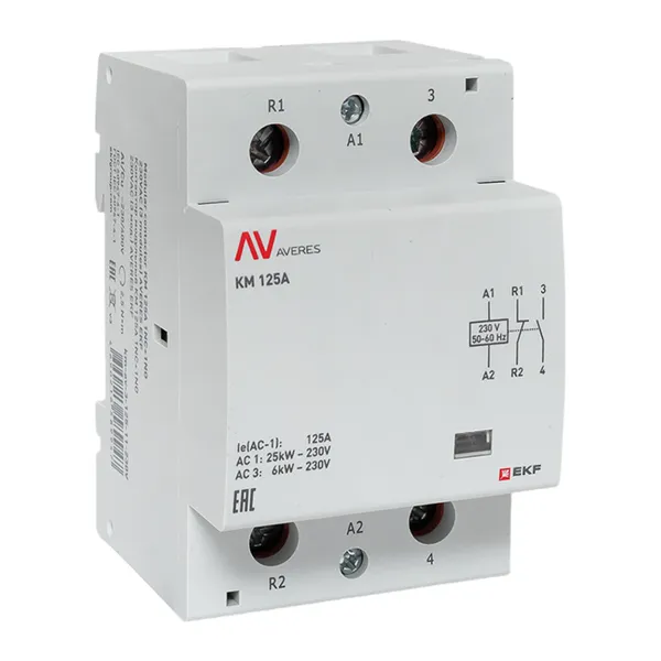 Контактор модульный КМ 125А 1NO+1NC 230В АС (3 мод.) AVERES EKF