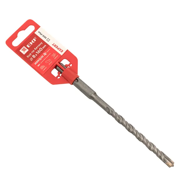 Бур по бетону SDS-plus 8×160 мм (4 резца)(4S спираль) EKF Expert