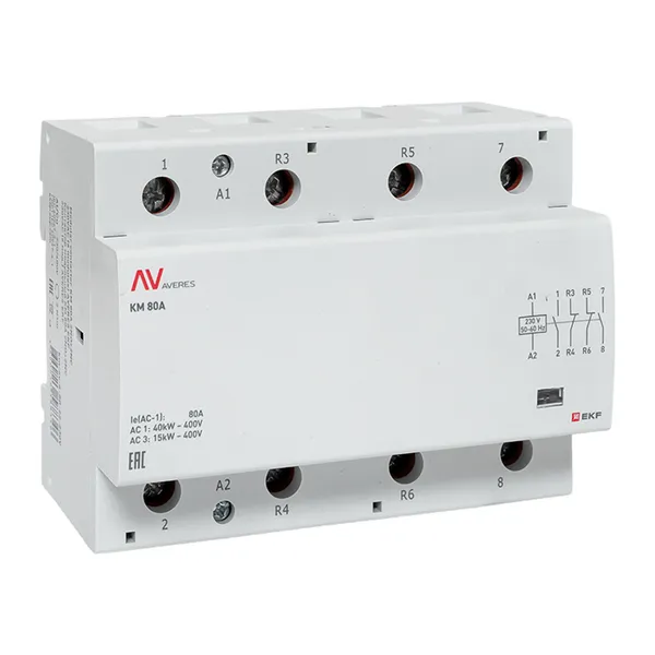 Контактор модульный КМ 80А 2NO+2NC 230В АС (6 мод.) AVERES EKF