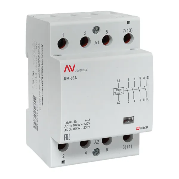 Контактор модульный КМ 63А 4NO 230В АС (3 мод.) AVERES EKF