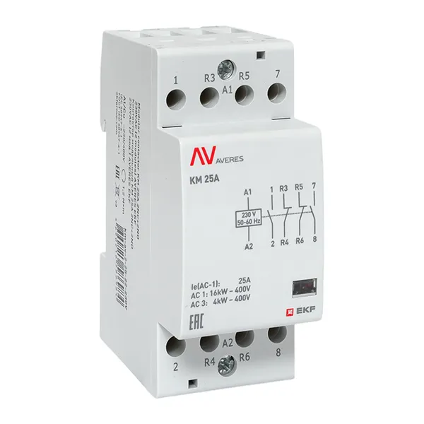 Контактор модульный КМ 25А 2NO+2NC 230В АС (2 мод.) AVERES EKF