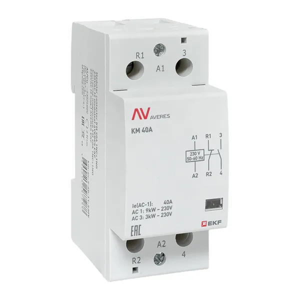 Контактор модульный КМ 40А 1NO+1NC 230В АС (2 мод.) AVERES EKF