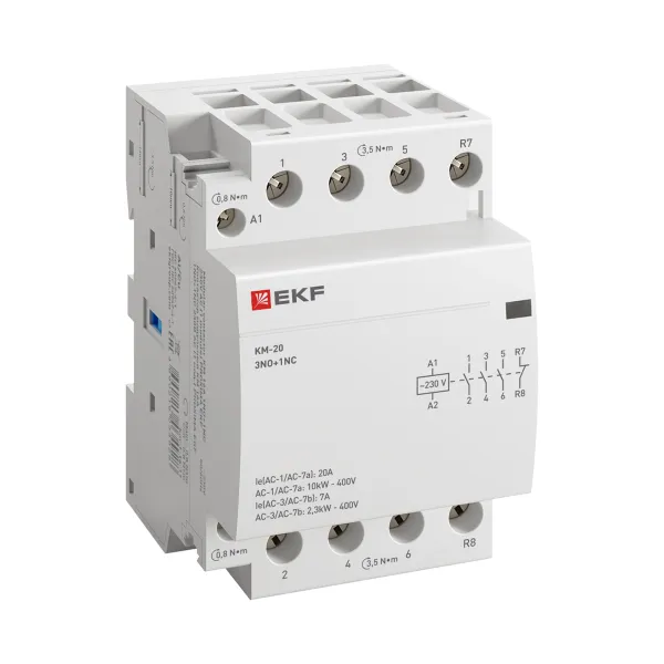 Контактор модульный КМ 20А 3NO+1NC 230В АС (3 мод.) PROXIMA EKF