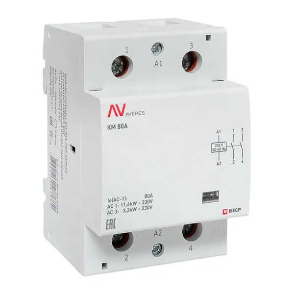 Контактор модульный КМ 80А 2NO 230В АС (3 мод.) AVERES EKF