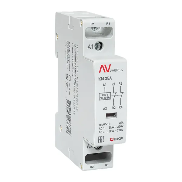 Контактор модульный КМ 25А 2NC 230В АС (1 мод.) AVERES EKF