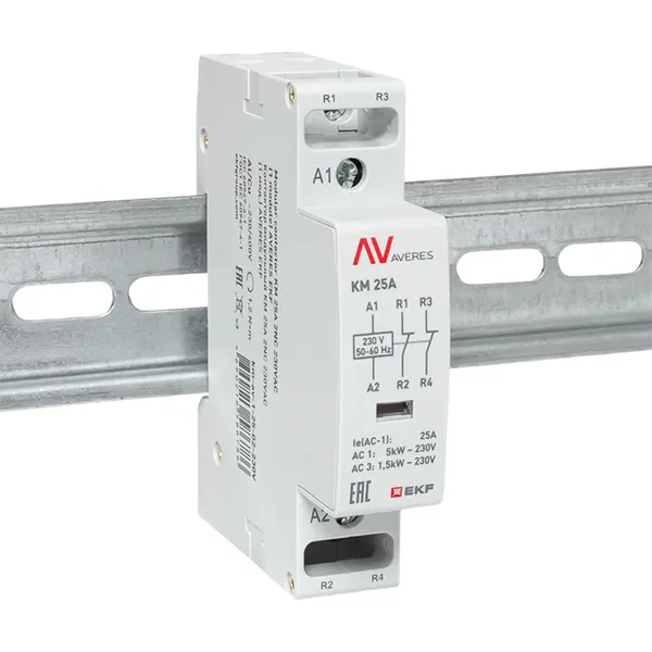 Контактор модульный КМ 25А 2NC 230В АС (1 мод.) AVERES EKF