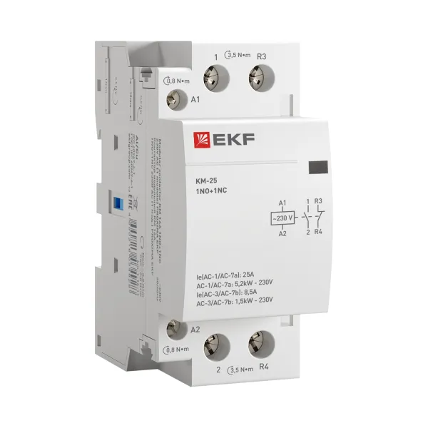 Контактор модульный КМ 25А 1NO+1NC 230В АС (2 мод.) PROXIMA EKF