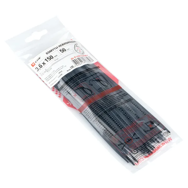 Хомут P6.6 стандартный (ч), 3.6×150 (50шт) FlexLock PROxima