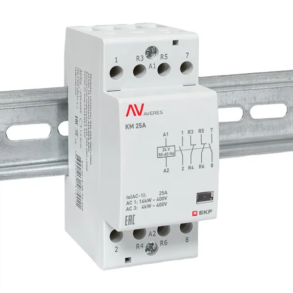 Контактор модульный КМ 25А 2NO+2NC 24В АС (2 мод.) AVERES EKF