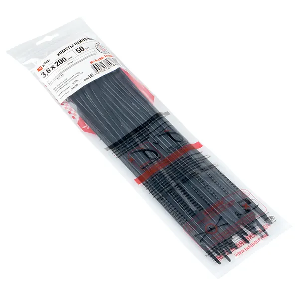 Хомут P6.6 стандартный (ч), 3.6×200 (50шт) FlexLock PROxima