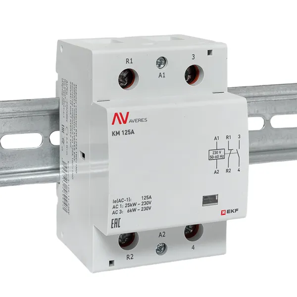 Контактор модульный КМ 125А 1NO+1NC 230В АС (3 мод.) AVERES EKF