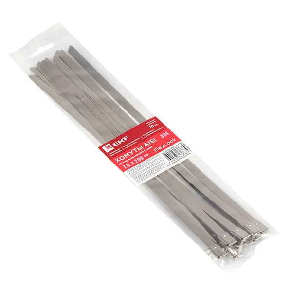 Хомут AISI 304 из нержавеющей стали, 7.9×290 (10 шт.) FlexLock PROxima