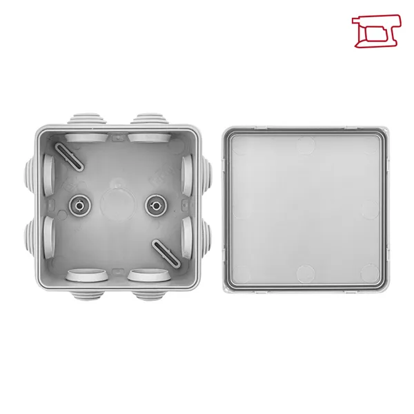 Коробка распределительная КМР-030-031 с крышкой (85x85x40) для прямого монтажа 8 мембр. вводов серая IP55 розн. стикер EKF