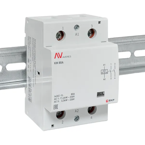 Контактор модульный КМ 80А 2NO 230В АС (3 мод.) AVERES EKF