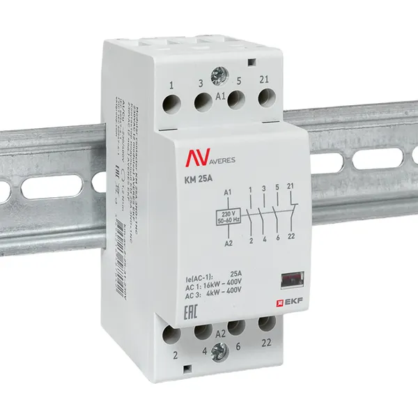 Контактор модульный КМ 25А 3NO+1NC 230В АС (2 мод.) AVERES EKF
