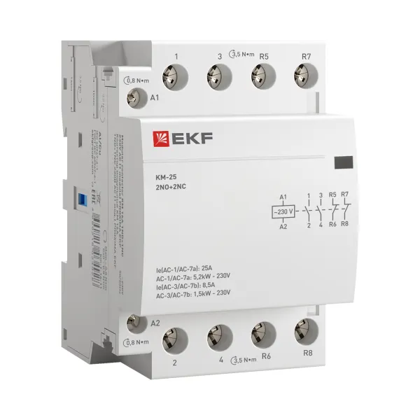Контактор модульный КМ 25А 2NO+2NC 230В АС (3 мод.) PROXIMA EKF