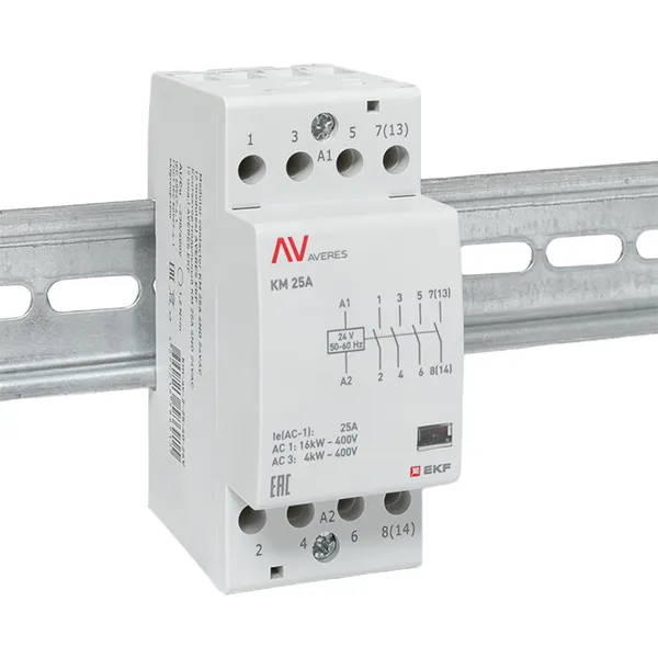 Контактор модульный КМ 25А 4NO 24В АС (2 мод.) AVERES EKF