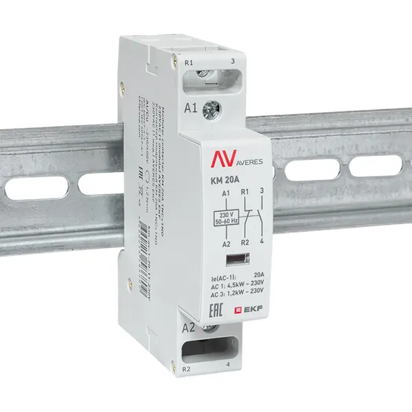 Контактор модульный КМ 20А 1NO+1NC 230В АС (1 мод.) AVERES EKF