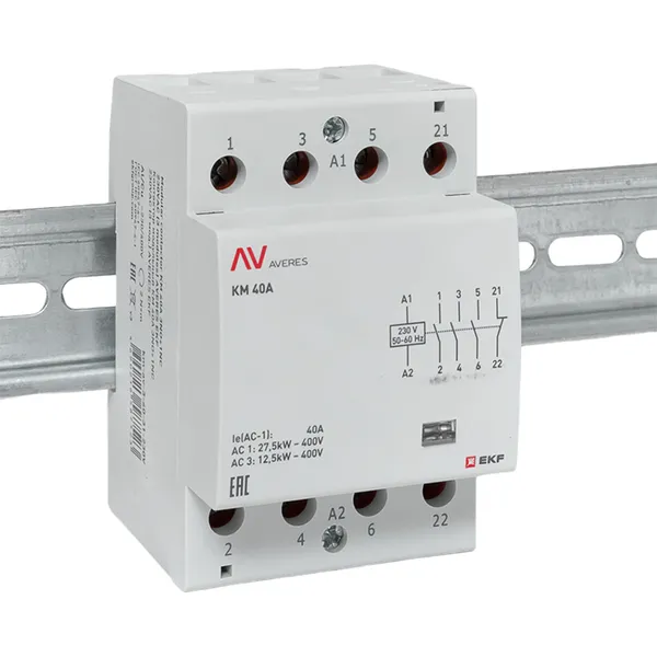 Контактор модульный КМ 40А 3NO+1NC 230В АС (3 мод.) AVERES EKF