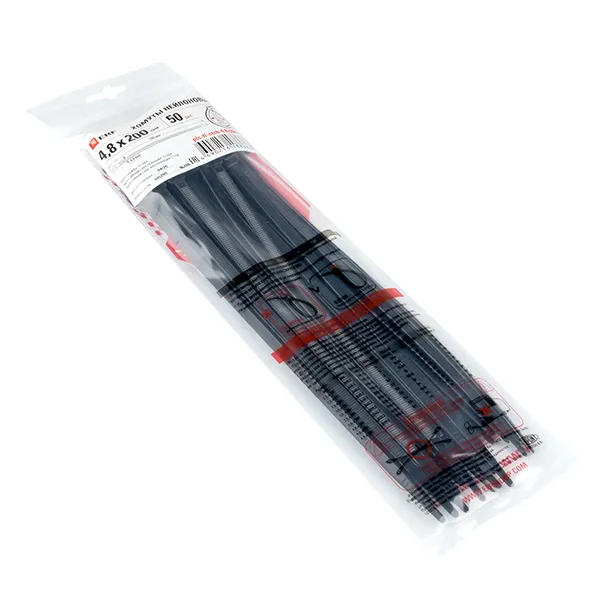 Хомут P6.6 стандартный (ч), 4.8×200 (50шт) FlexLock PROxima