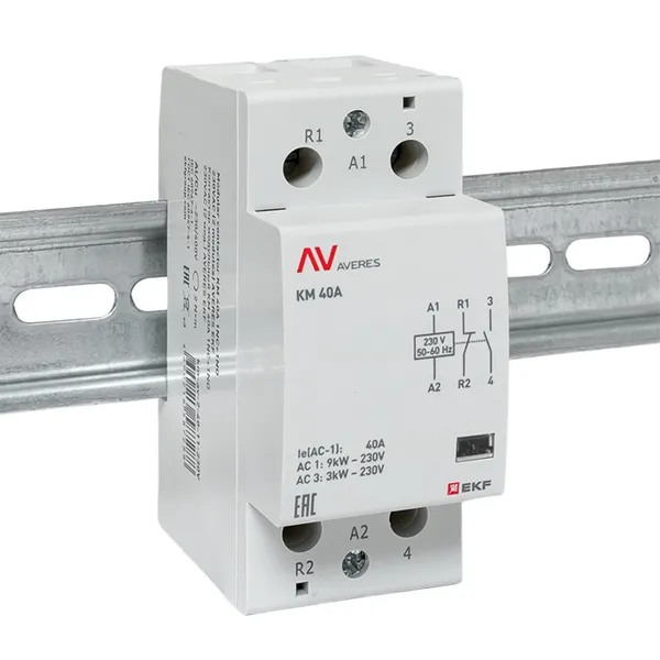 Контактор модульный КМ 40А 1NO+1NC 230В АС (2 мод.) AVERES EKF