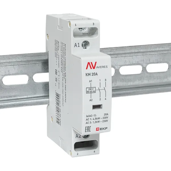 Контактор модульный КМ 20А 2NO 230В АС (1 мод.) AVERES EKF