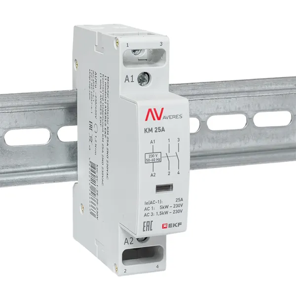 Контактор модульный КМ 25А 2NO 230В АС (1 мод.) AVERES EKF