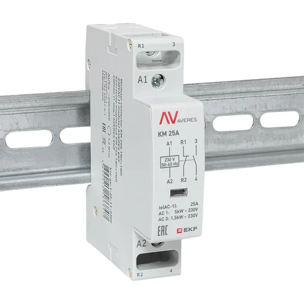 Контактор модульный КМ 25А 1NO+1NC 230В АС (1 мод.) AVERES EKF
