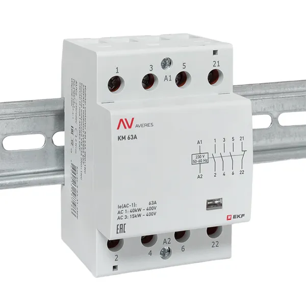 Контактор модульный КМ 63А 3NO+1NC 230В АС (3 мод.) AVERES EKF
