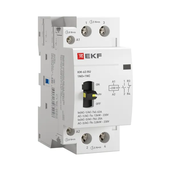 Контактор модульный КМ РУ 63А 1NO+1NC 230В АС (2 мод.) PROXIMA EKF