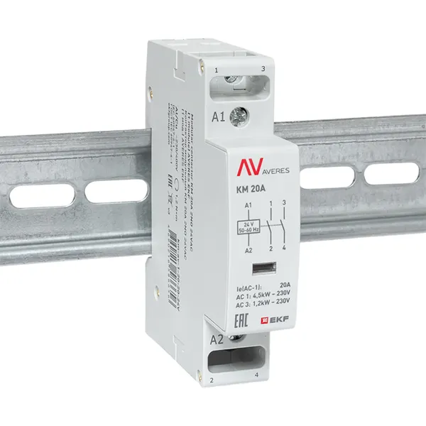 Контактор модульный КМ 20А 2NO 24В АС (1 мод.) AVERES EKF