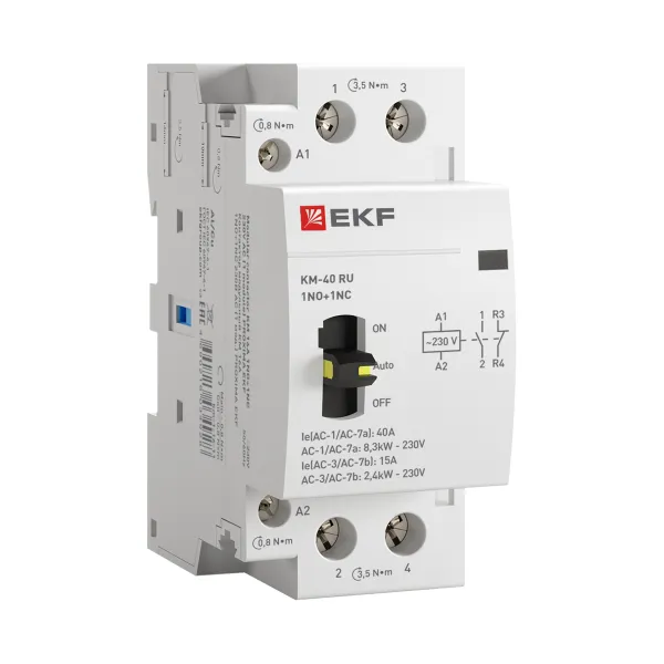 Контактор модульный КМ РУ 40А 1NO+1NC 230В АС (2 мод.) PROXIMA EKF