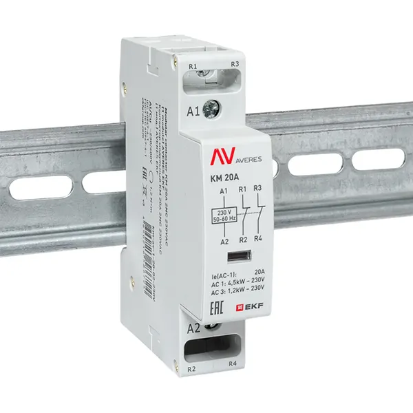 Контактор модульный КМ 20А 2NC 230В АС (1 мод.) AVERES EKF
