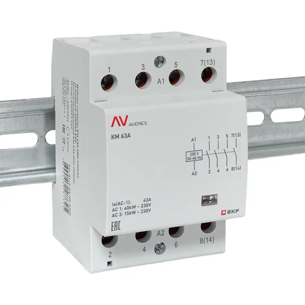 Контактор модульный КМ 63А 4NO 230В АС (3 мод.) AVERES EKF