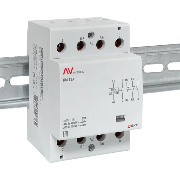 Контактор модульный КМ 63А 2NO+2NC 230В АС (3 мод.) AVERES EKF