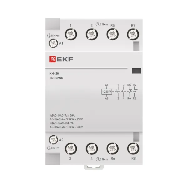 Контактор модульный КМ 20А 2NO+2NC 230В АС (3 мод.) PROXIMA EKF