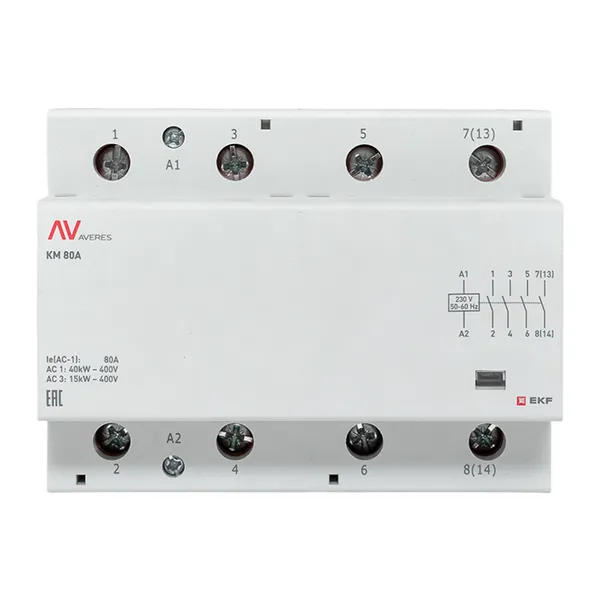 Контактор модульный КМ 80А 4NO 230В АС (6 мод.) AVERES EKF