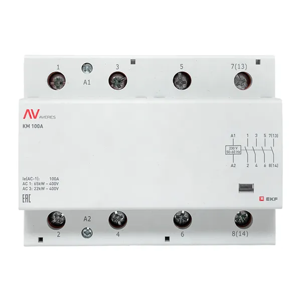 Контактор модульный КМ 100А 4NO 230В АС (6 мод.) AVERES EKF