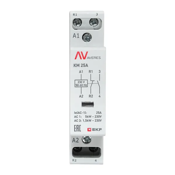 Контактор модульный КМ 25А 1NO+1NC 230В АС (1 мод.) AVERES EKF