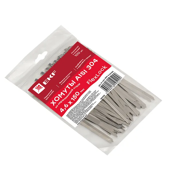 Хомут AISI 304 из нержавеющей стали, 4.6×150 (100 шт.) FlexLock PROxima