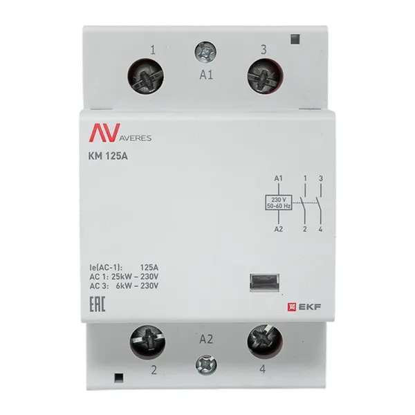 Контактор модульный КМ 125А 2NO 230В АС (3 мод.) AVERES EKF