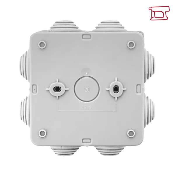 Коробка распределительная КМР-030-031 с крышкой (85x85x40) для прямого монтажа 8 мембр. вводов серая IP55 розн. стикер EKF